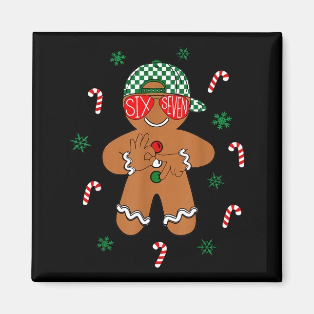 Aimant Boys Mens Christmas 6 7 Gingerbread Funny Meme Six (Devant)