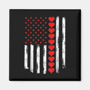 Aimant Boys Valentines Day American Flag Hearts