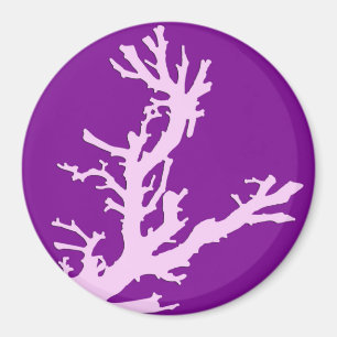 Aimant Branche corail - améthyste et orchidée