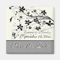 Branche Magnolia mariage gris noir Enregistrer la 