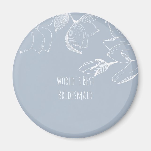 Aimant BRIDESMAIDS CADRES Dusty Blue White Magnolias (Devant)