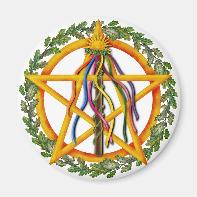 Aimant Bright Maypole Beltane Sun Pentacle Pagan (Devant)