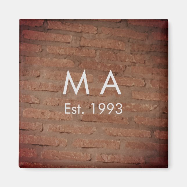 Aimant Brique de pierre rustique marron ajoutez nom lettr (Devant)