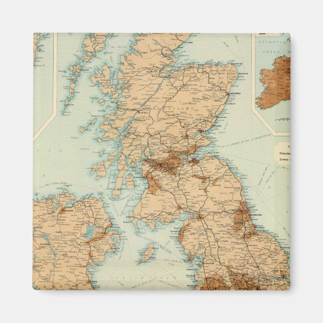 Aimant British Isles chemins de fer et carte industrielle (Devant)
