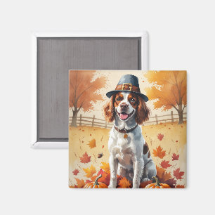 Aimant Brittany Spaniel En Automne Laisse L'Art Thanksgiv