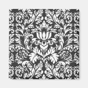 Aimant Brocard de dentelle en damas noir et blanc vintage