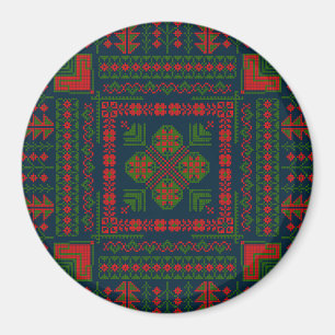Aimant Broderie palestinienne Tatreez rouge vert 5 Motif