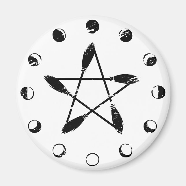 Aimant Broom Pentacle Moon Phase - noir (Devant)