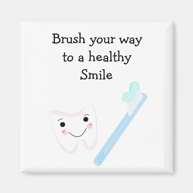 Aimant Brosse à dents et à dents avec Dental Saying (Devant)