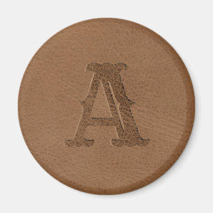 Aimant Brow-n Leather Texture Monogrammed Initial