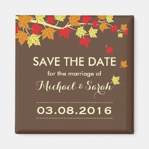 Aimant Brown Enregistrer La Date Maple Leaf Mariage de au