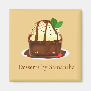 Aimant Brownie au chocolat avec glace à la vanille