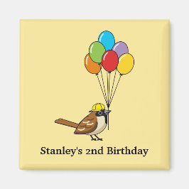 Aimant Bruant mignon avec ballons Anniversaire | Personna