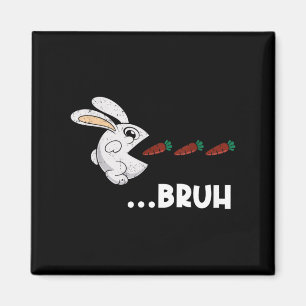 Aimant Bruh Lapin de Pâques Manger des Carottes au Chocol