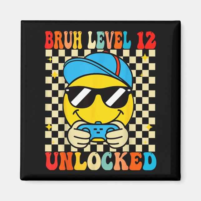 Aimant Bruh Level 12 Unlocked Smile Face Video Gamer 12th (Devant)