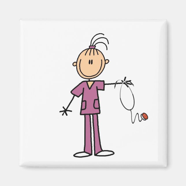 Aimant Brunette Stick Figure Nurse (Devant)