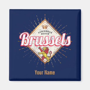 Aimant Bruxelles Europe Capital Belgique Retro Lion Vinta