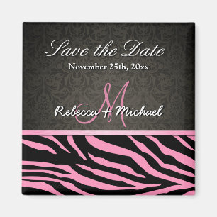 Aimant Bubblegum rose & noir Zebra Stripes Enregistrer la