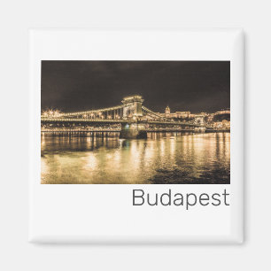 Aimant Budapest avec le Pont à Chaînes Panorama Vintage