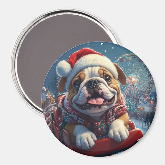 Aimant Bulldog Roller Dessous de verre Noël (Recto/Verso)