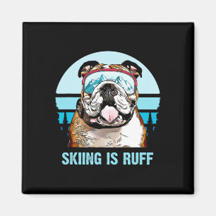 Aimant Bulldog Winter Ski Est Un Amoureux des chiens De S