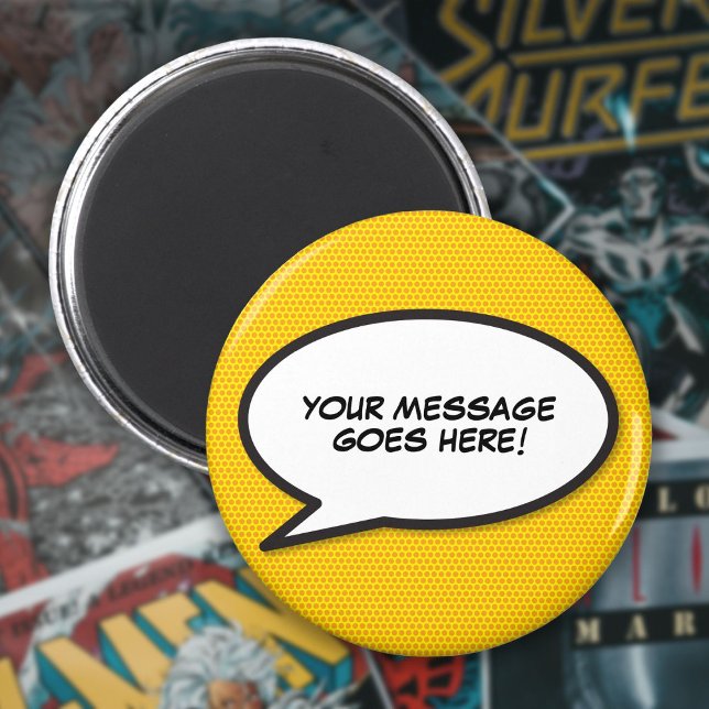 Aimant Bulle de bande dessinée de message personnalisé (Custom Message Comic Book Speech Bubble Magnet)