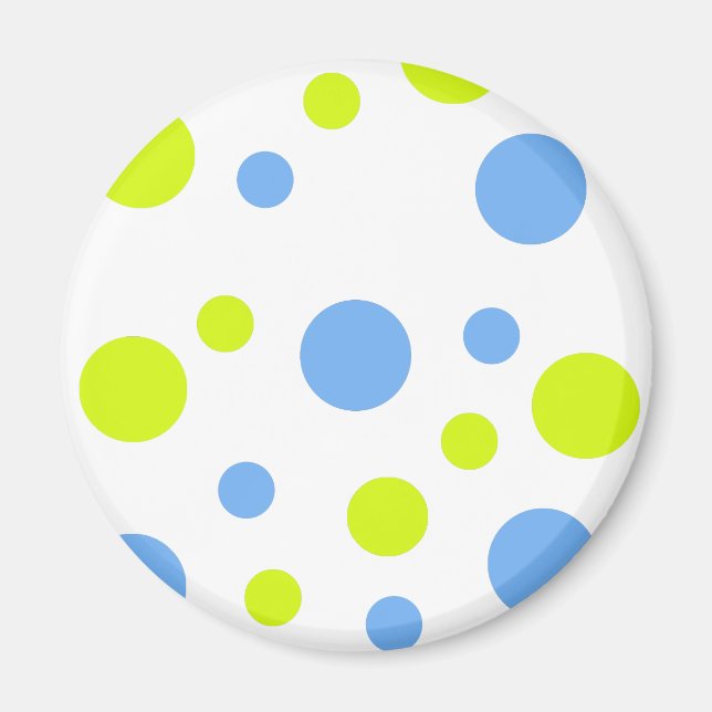 Aimant Bulles Jaunes Bleues Funky Heureuses (Devant)