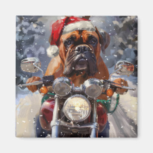 Aimant Bullmastiff à moto Noël 