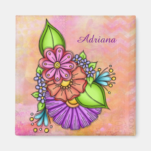 Aimant Bundle coloré Doodle Flower (Devant)