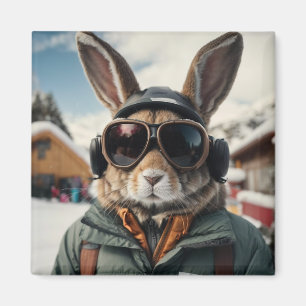 Aimant Bunny de snowboard Whimsical