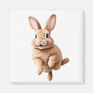 Aimant Bunny Joyeux Joueur Jouer Jouer Jumping Dans L'Air
