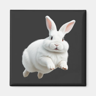 Aimant Bunny Joyeux Joueur Jouer Jouer Jumping Dans L'Air