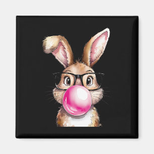 Aimant Bunny Lapin soufflant la bulle gomme Jour de Pâque