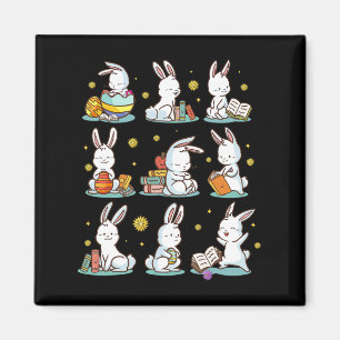 Aimant Bunny Lecture Livre Happy Pâques Bookworm Enfants
