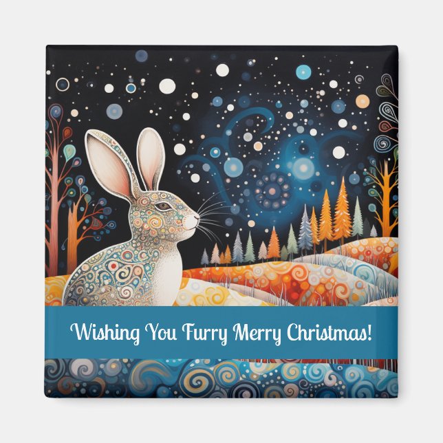 Aimant Bunny Vous Souhaite Furieux Joyeux Noël ! (Devant)