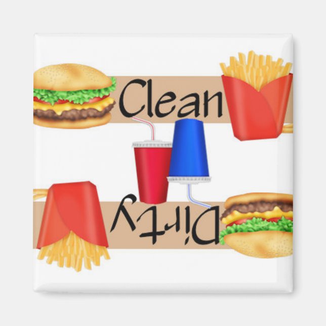 Aimant Burgers propres ou sales et lave-vaisselle Fries (Devant)