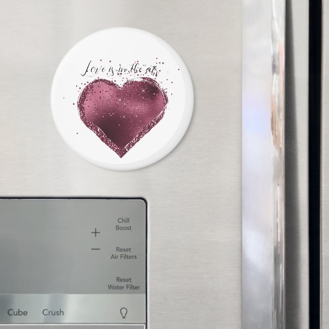 Aimant Burgundy Cherry Glitter Sparkle Heart Love  (In situ (réfrigérateur))
