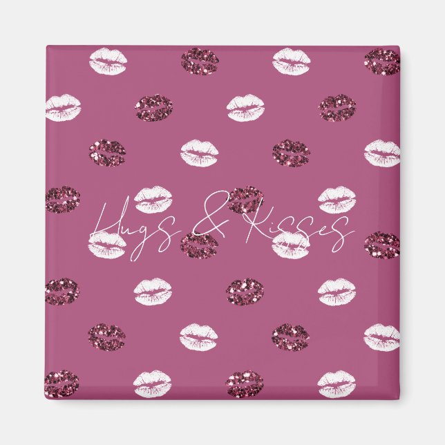 Aimant Burgundy rose Parties scintillant rouge blanc Bais (Devant)