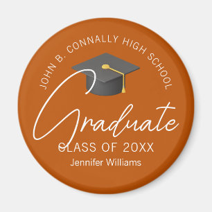 Aimant Burnt Orange Graduate Custom Graduate Party