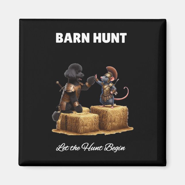 Aimant Byrn Hunt Lover - Joli Rat Guerrier Et Poodle Noir (Devant)