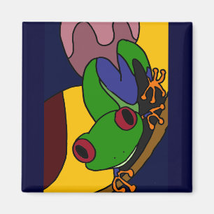Aimant C.A. grenouille d'arbre d'art abstrait