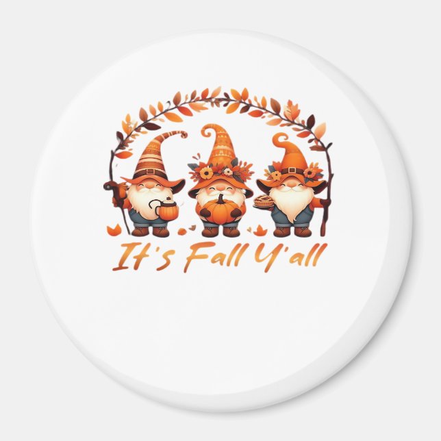 Aimant C’est automne Y’all Citrouille Gnome Autumn Tree F (Devant)