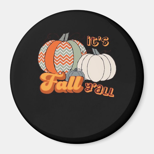 Aimant C’est l’automne Y’all, drôle Citrouilles Chevron M (Devant)