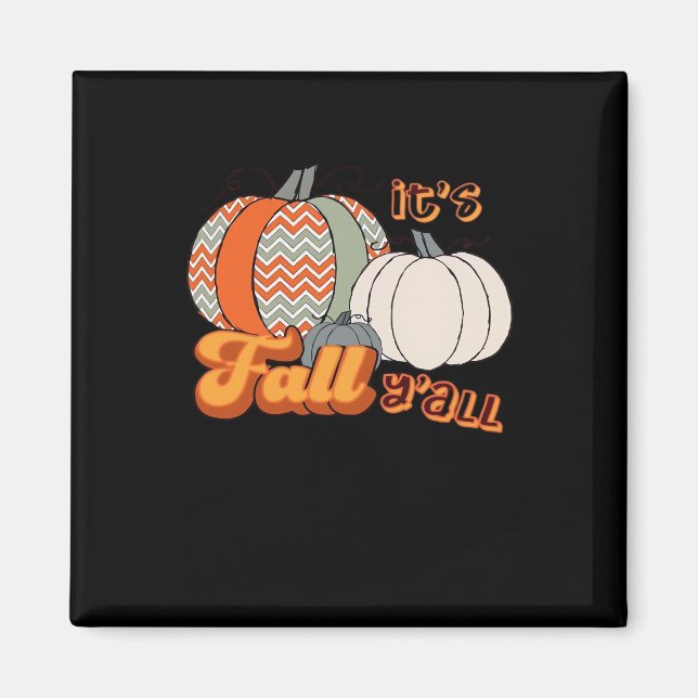 Aimant C’est l’automne Y’all, drôle Citrouilles Chevron M (Devant)