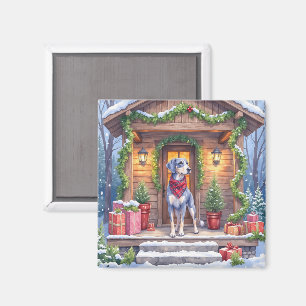 Aimant Cabine de Porche de Noël à l'aquarelle Bluetick Co