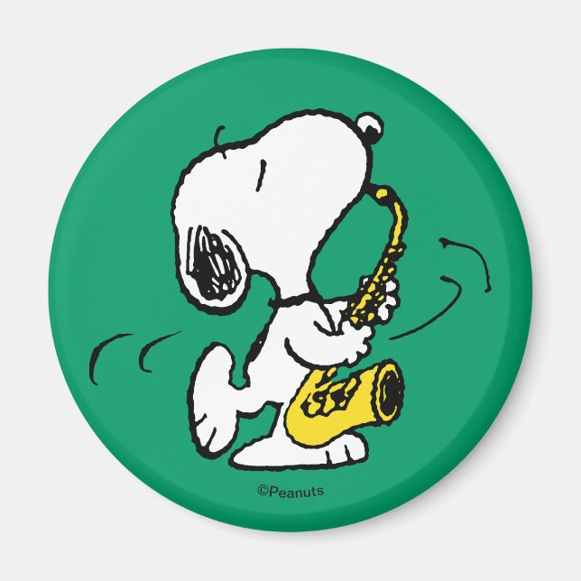 Aimant cacahuètes | Lecteur Snoopy Saxophone (Devant)