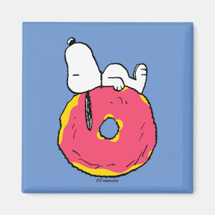 Aimant cacahuètes   Snoopy Donut rose