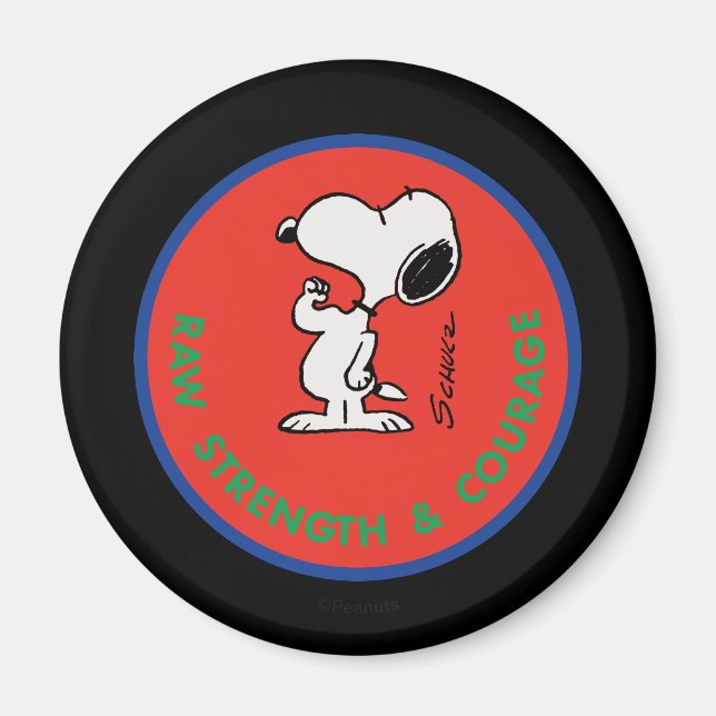 Aimant cacahuètes | Snoopy Raw Force & Courage Badge (Devant)