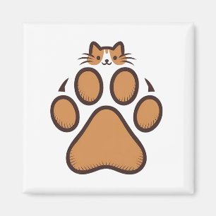 Aimant Cachet de chat mignon en Empreinte de patte - Illu