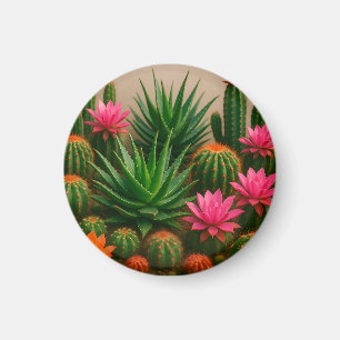 Aimant Cactus Succulent Fleurissant Vibrant Désert